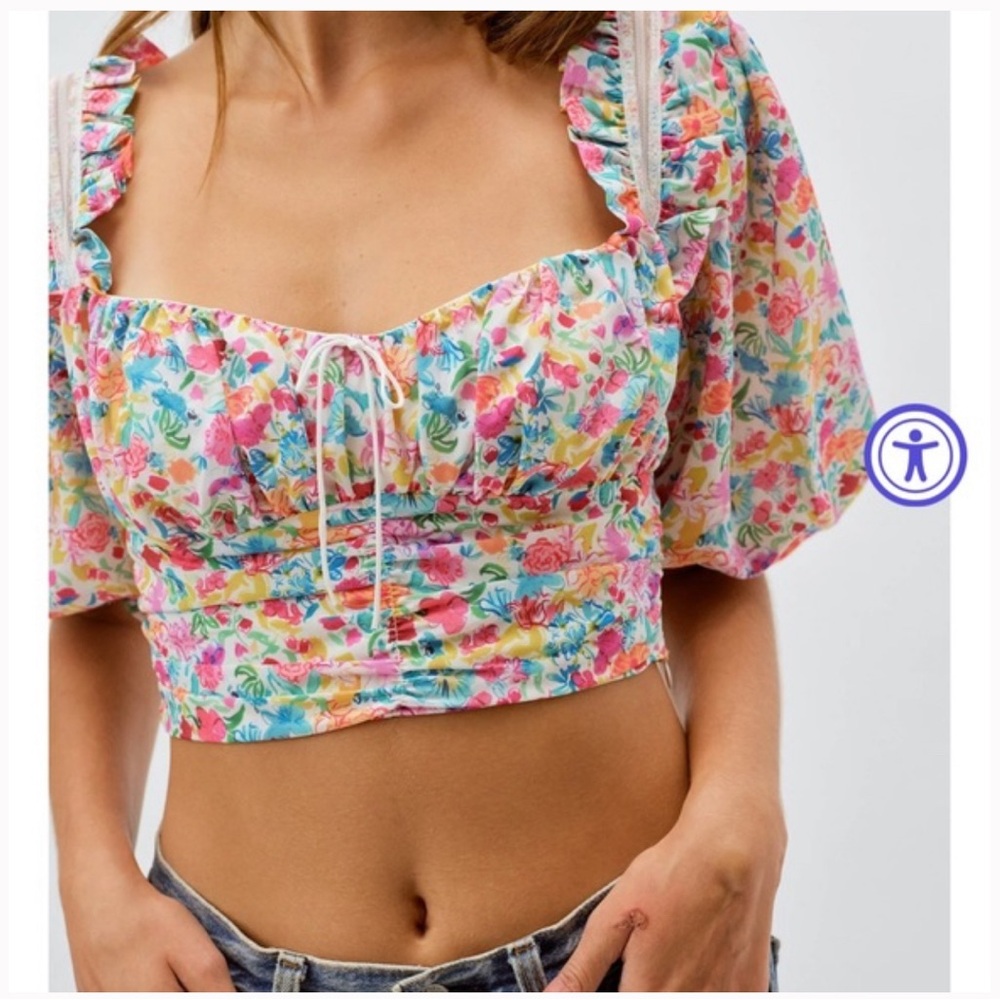 For Love and Lemons Claude Top Aqua